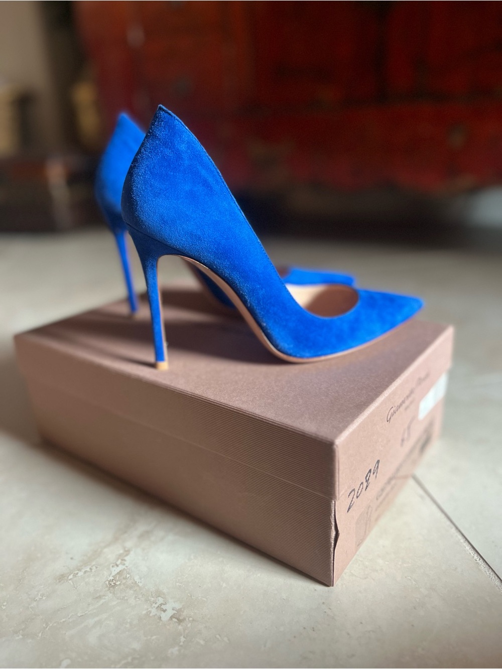 Gianvito Rossi Suede Ming 105mm Pump Royal Blue Shoes 36.5 6.5